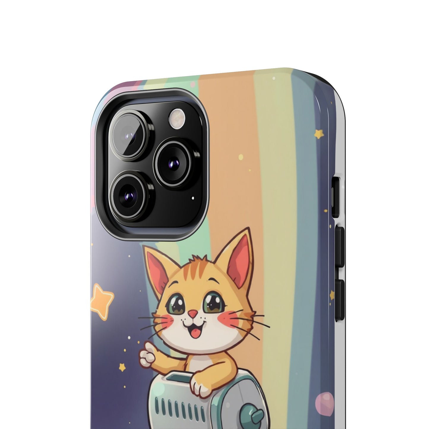 Cute Cat Rocket Phone Case - Vibrant and Playful Tough Case