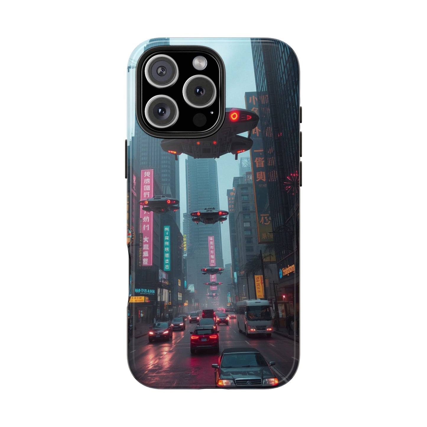 Futuristic City Tough Phone Case - Sci-Fi Design for Urban Explorers