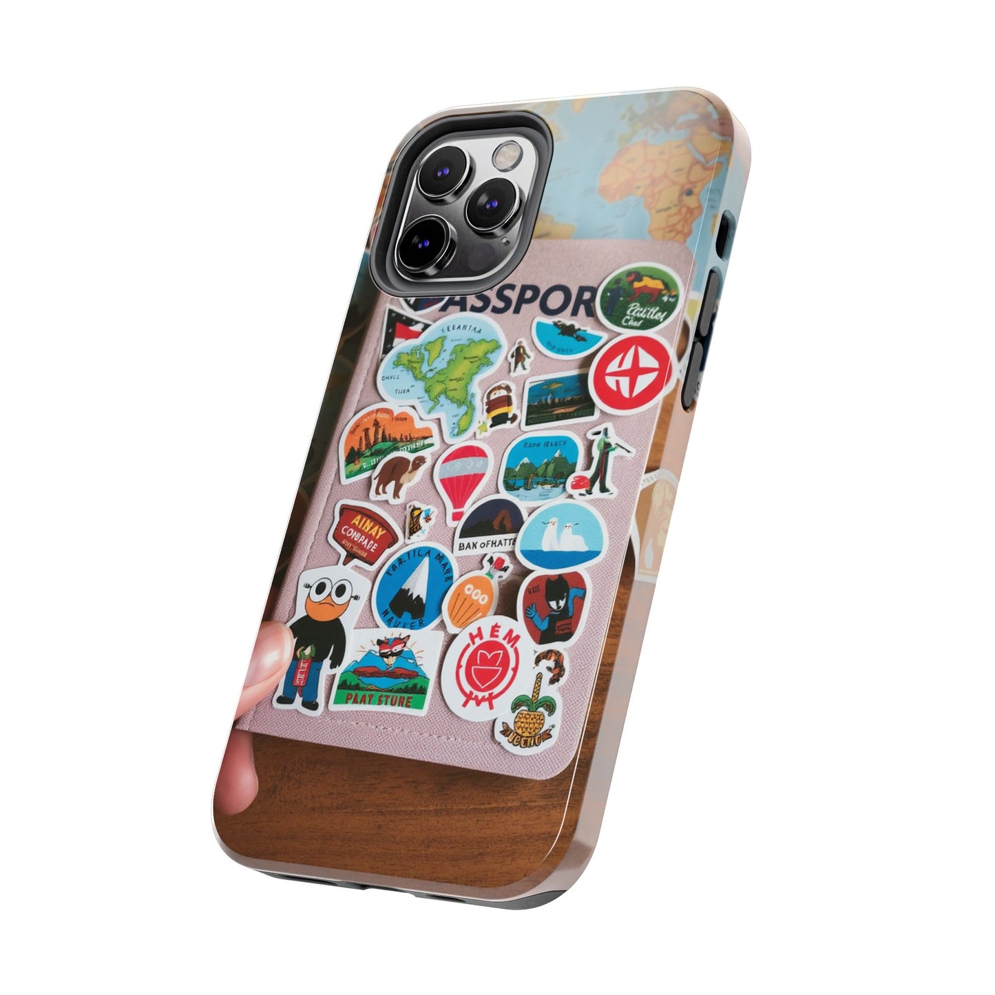 Adventure Stickers Phone Case - Tough Protection for Travel Lovers