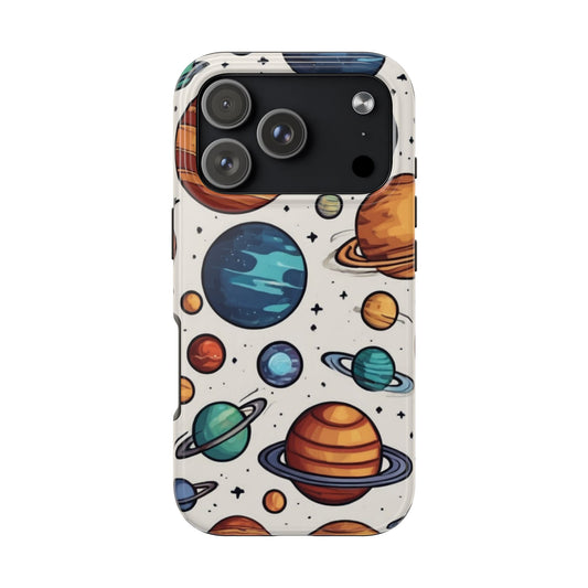Cosmic Galaxy Tough Phone Case - Planetary Cartoon Design - for iPhone