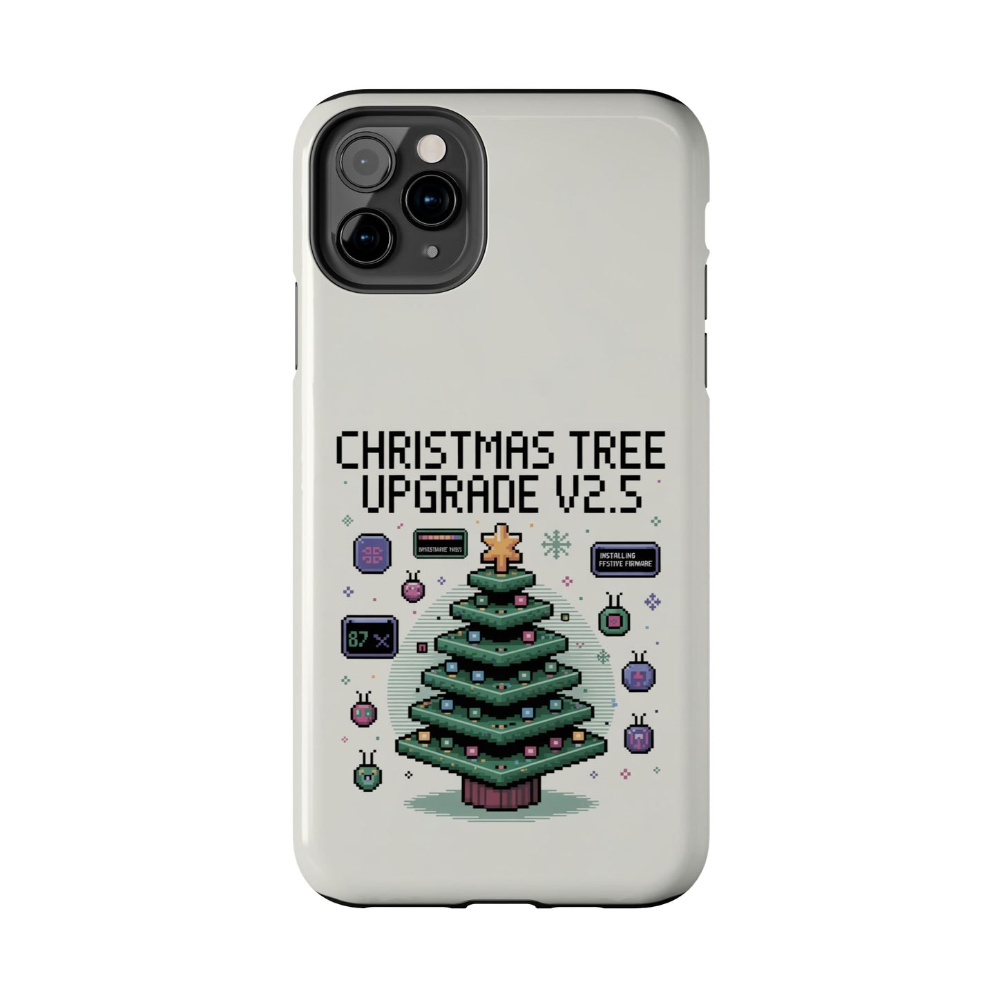 Christmas Tree Upgrade Tough iPhone Case - Pixel Art Design