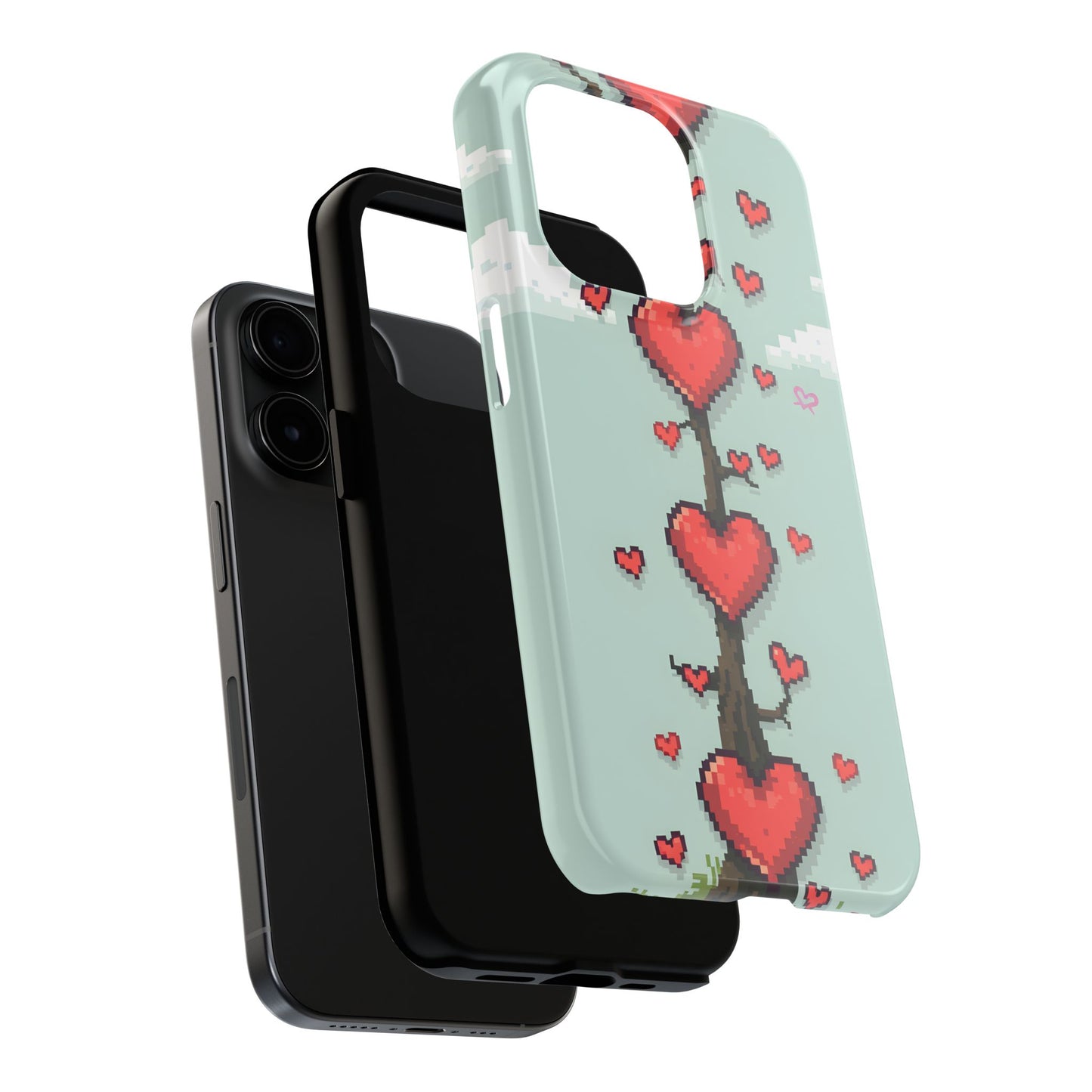 Pixelated Love Hearts Tree | Tough Phone Case - Cute Design - for iPhone