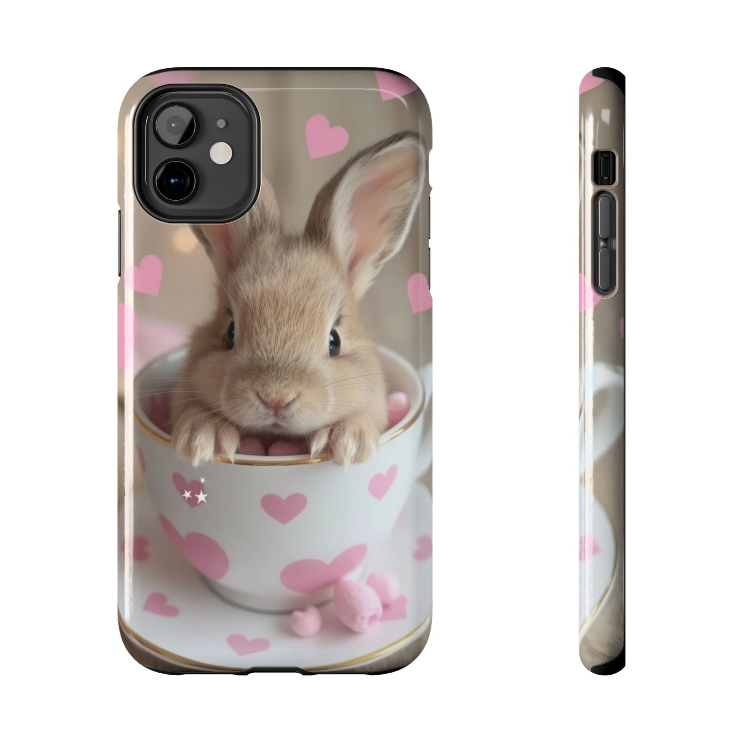 Adorable Bunny Phone Case with Heart Design - Cute Gift for Animal Lovers