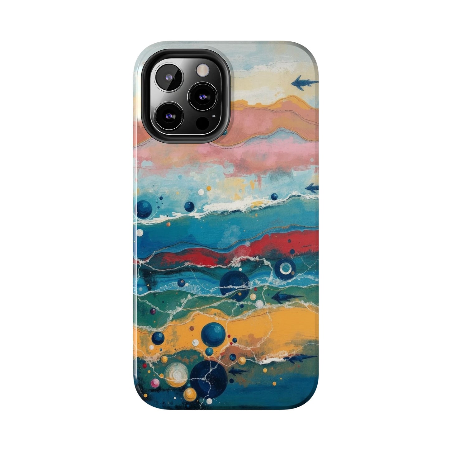 Artistic Tough Phone Case - Vibrant Waves Design for Unique Style