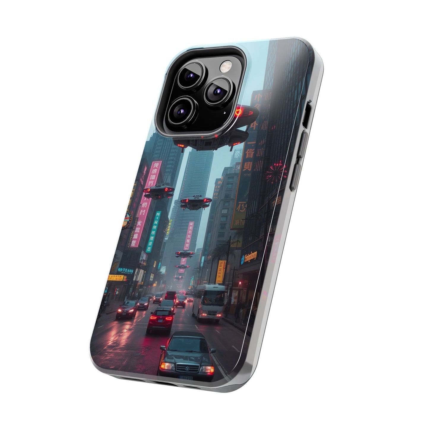Futuristic City Tough Phone Case - Sci-Fi Design for Urban Explorers