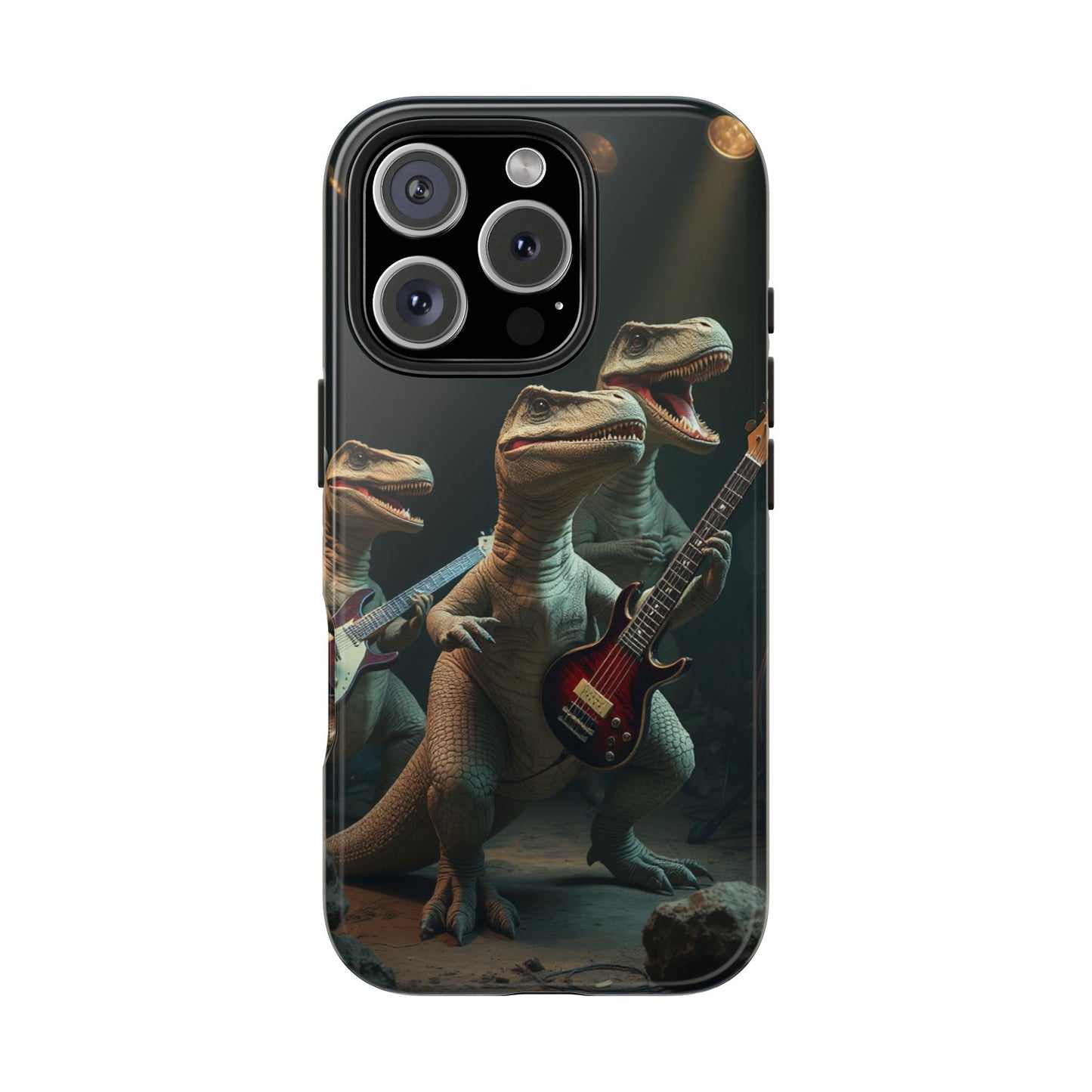 Rockin' Dinosaur Tough Phone Cases - Perfect for Music Lovers and Kids!