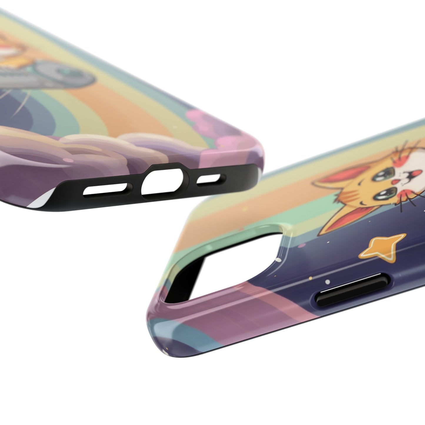 Cute Cat Rocket Phone Case - Vibrant and Playful Tough Case