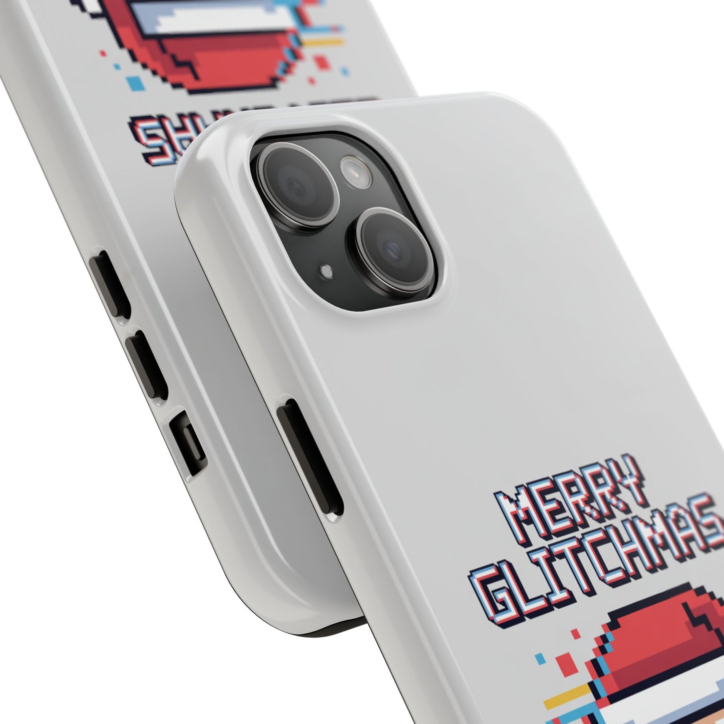Merry Glitchmas Phone Case - Christmas Pixel Art Design for iPhone