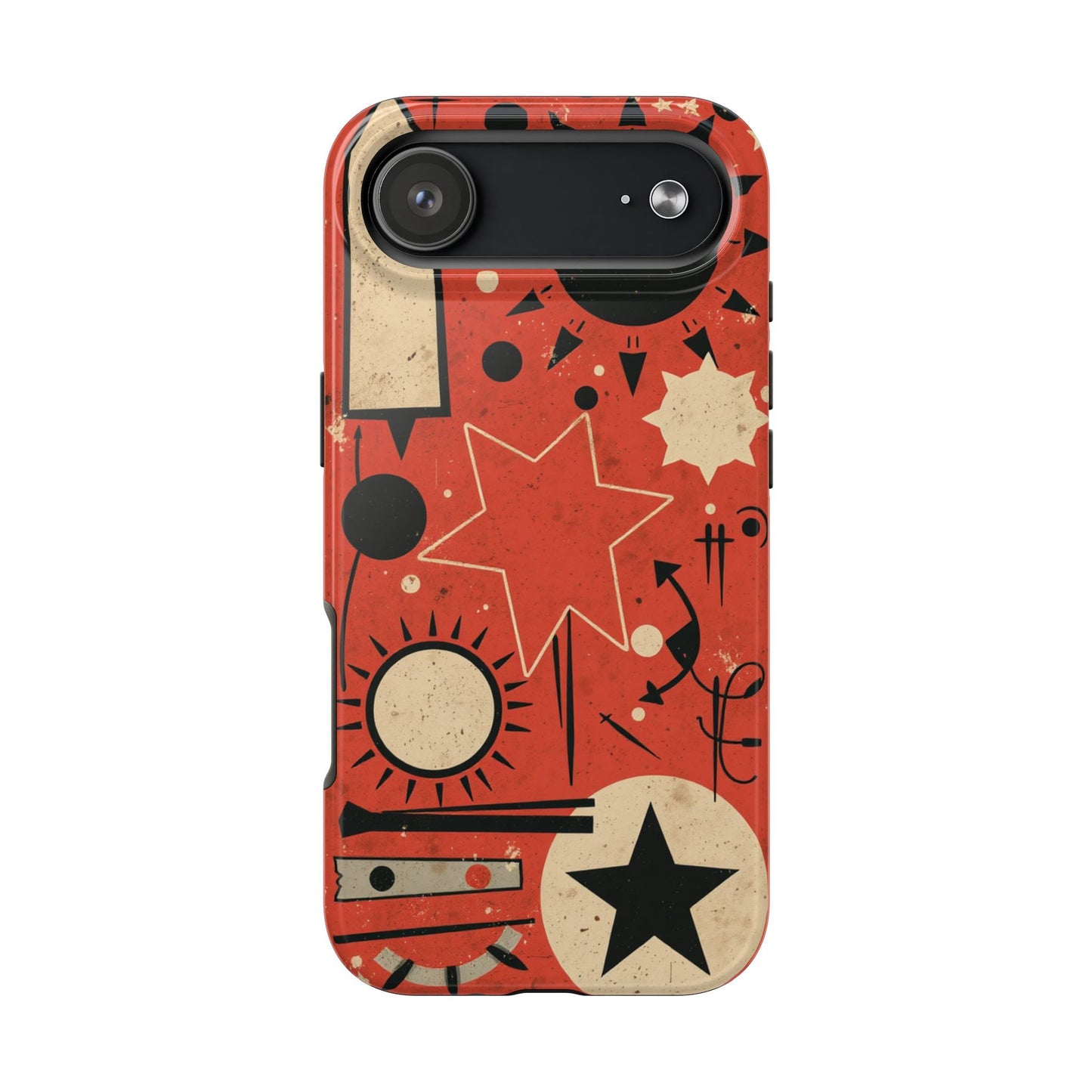 Retro Bold Tough Phone Case - Unique Geometric Design - for iPhone