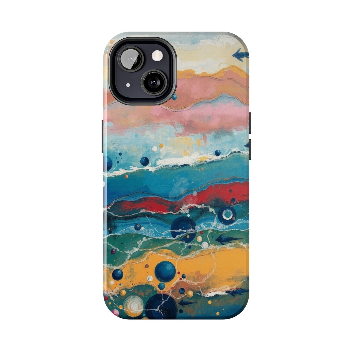 Artistic Tough Phone Case - Vibrant Waves Design for Unique Style
