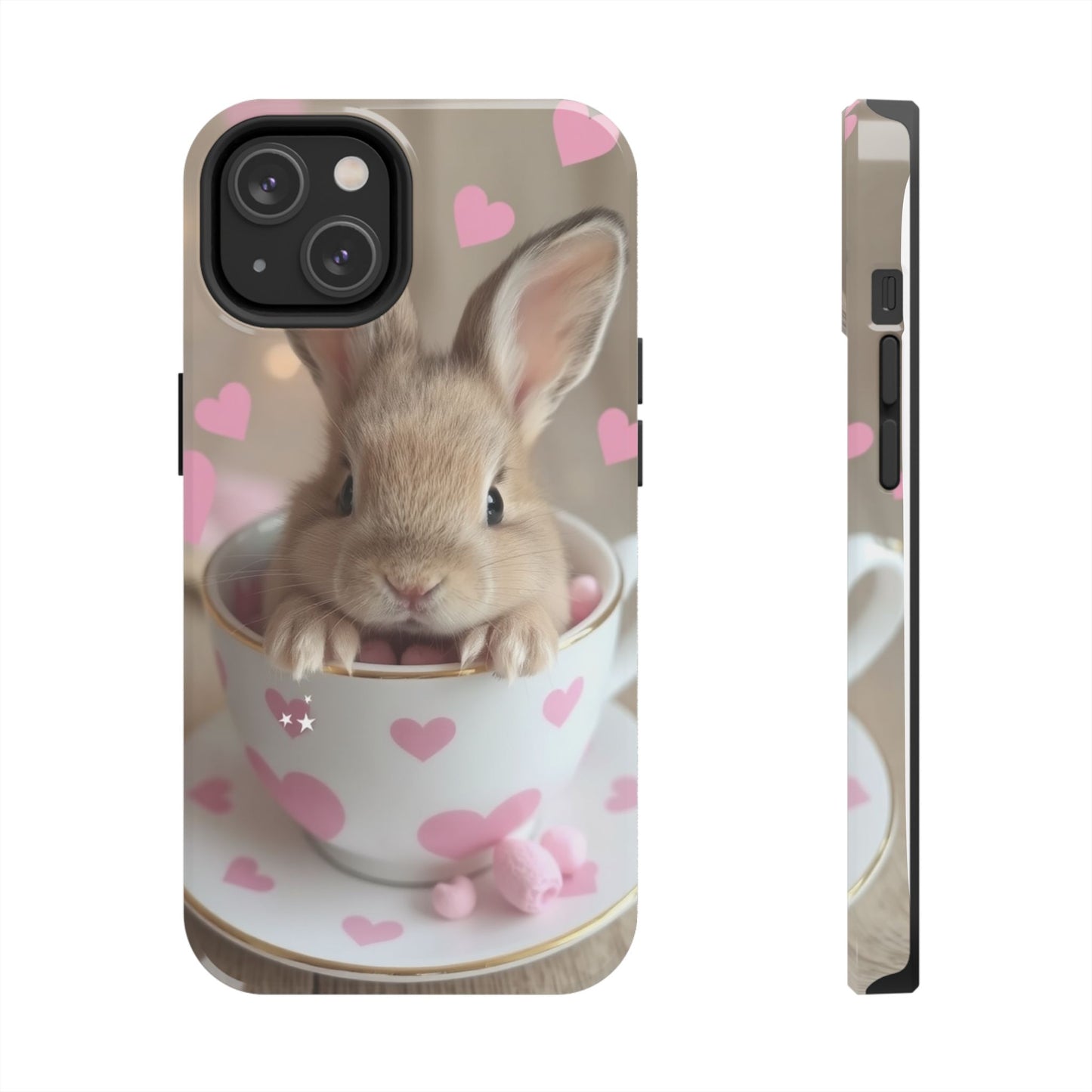 Adorable Bunny Phone Case with Heart Design - Cute Gift for Animal Lovers