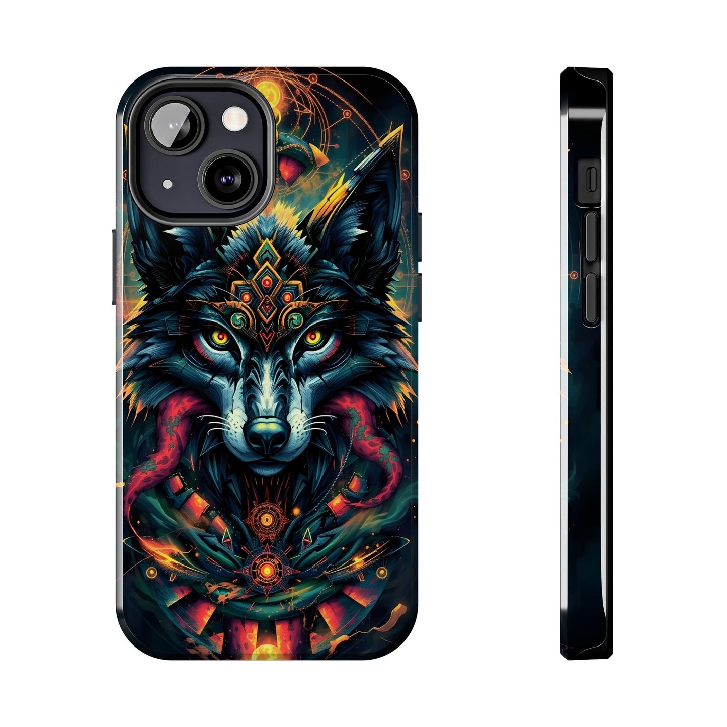 Vibrant Mystical Wolf Art Tough Phone Case - Durable & Unique Design for Animal Lovers - for iPhone