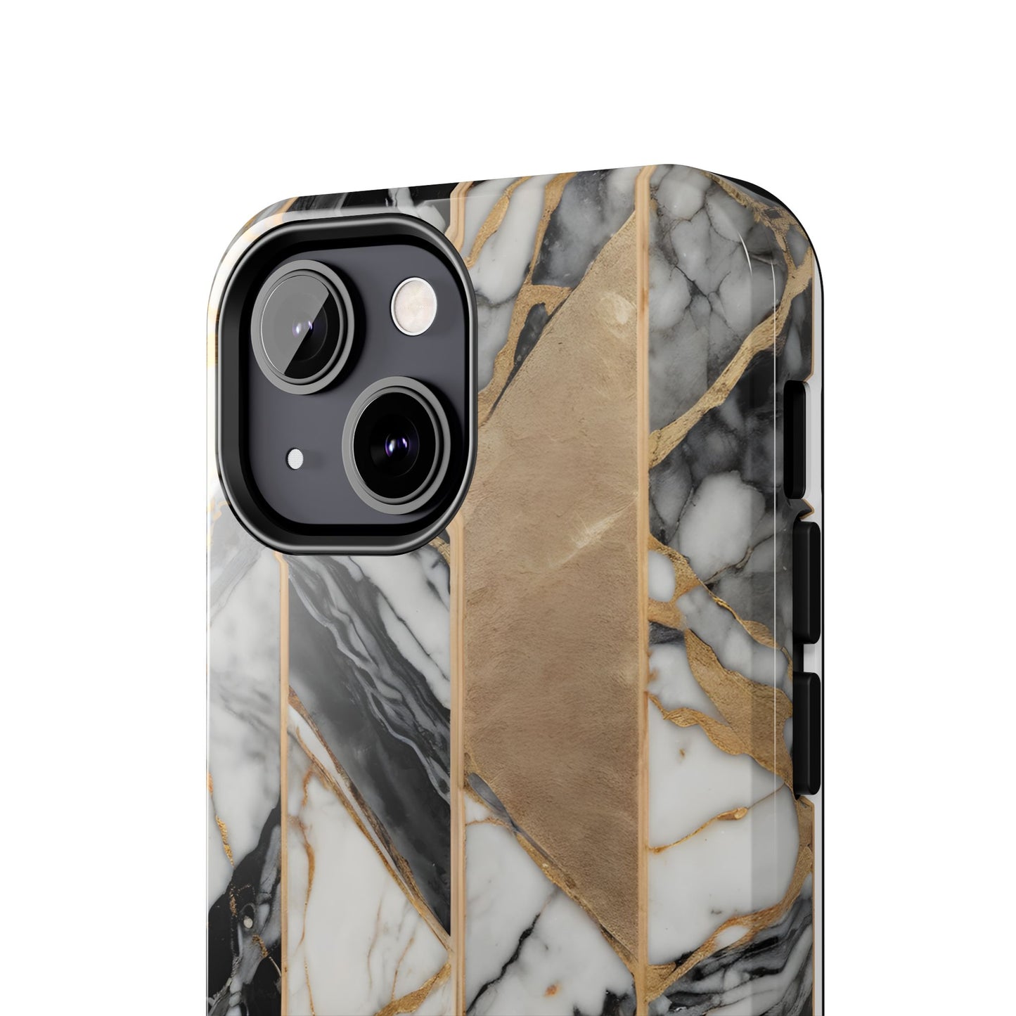 Marble Lines Tough Phone Case with Gold Accents - for iPhone