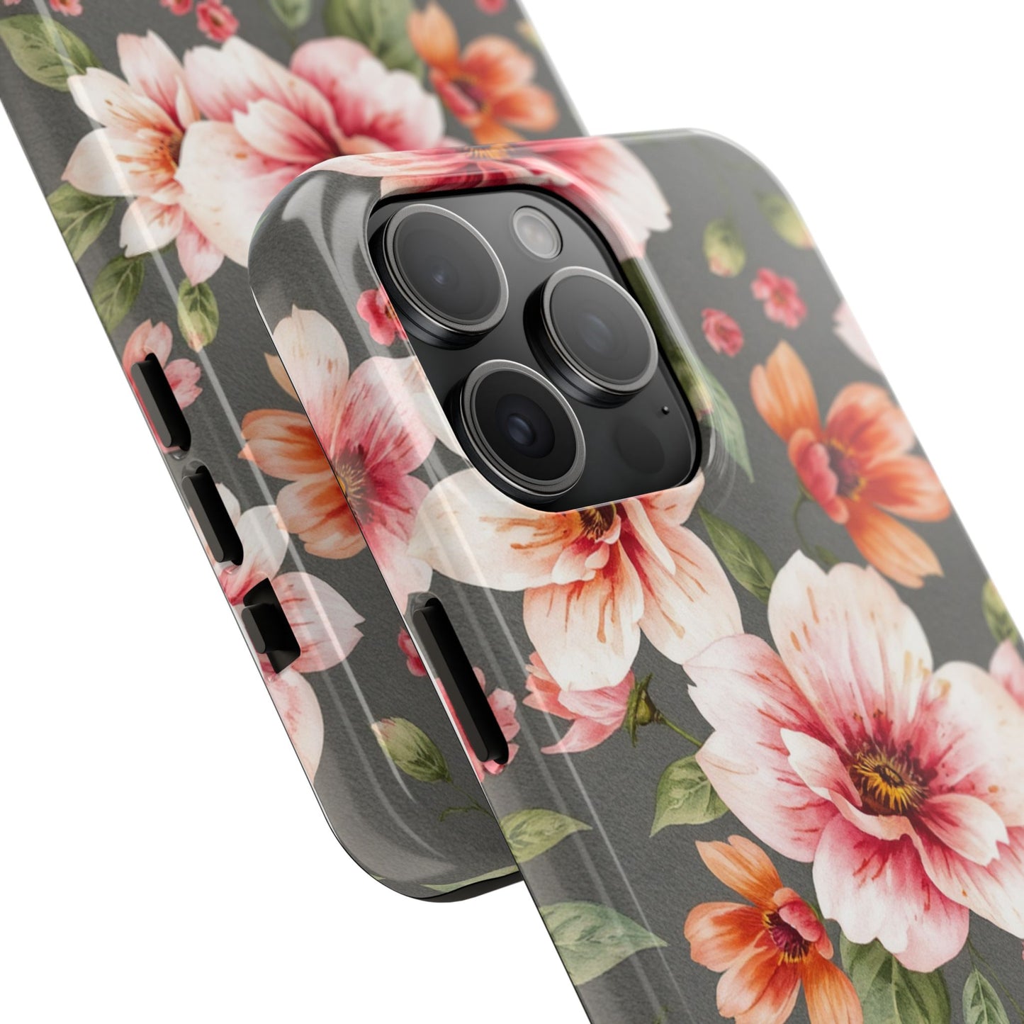 Floral Pink Tough Phone Case - Stylish & Durable Floral Design - for iPhone