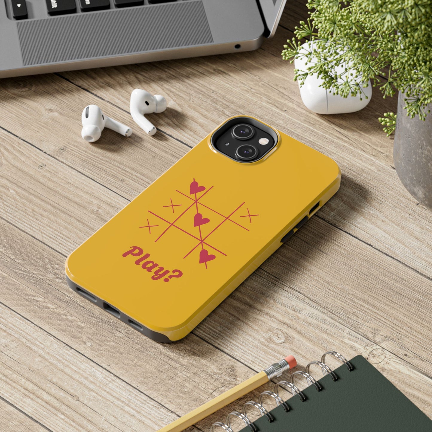 Heart Game Tough Phone Case - Fun Yellow Design for Gamers & Loved Ones - for iPhone