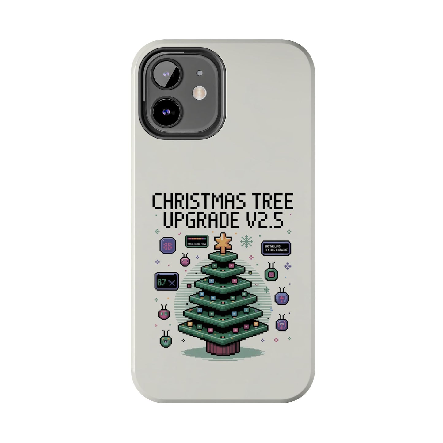 Christmas Tree Upgrade Tough iPhone Case - Pixel Art Design