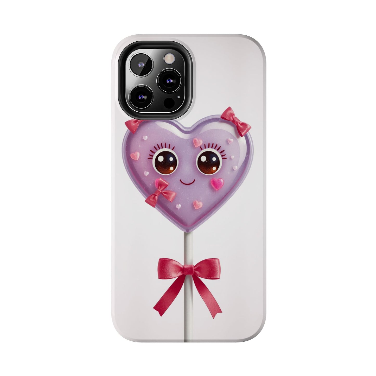 Cute Heart Lollipop Tough Phone Case - Adorable Protection for Candy Lovers