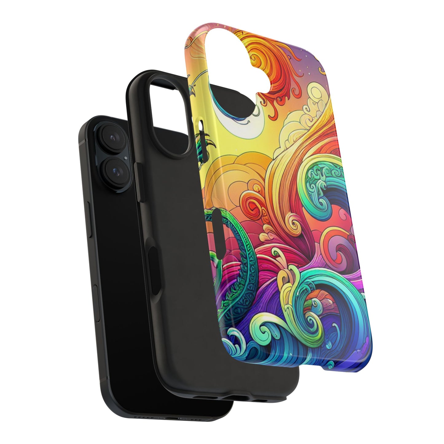 Fantasy Ocean Waves Tough Phone Case - Colorful Protective Cover - for iPhone