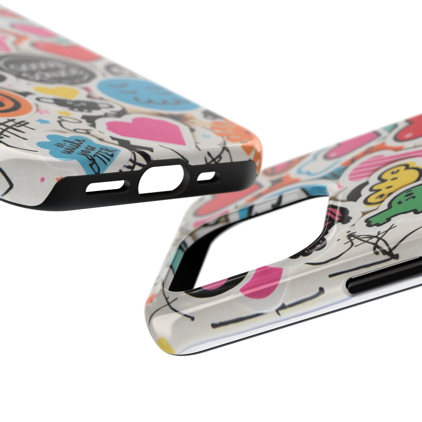 Colorful Stickers Phone Case - Fun & Trendy Tough Phone Cases