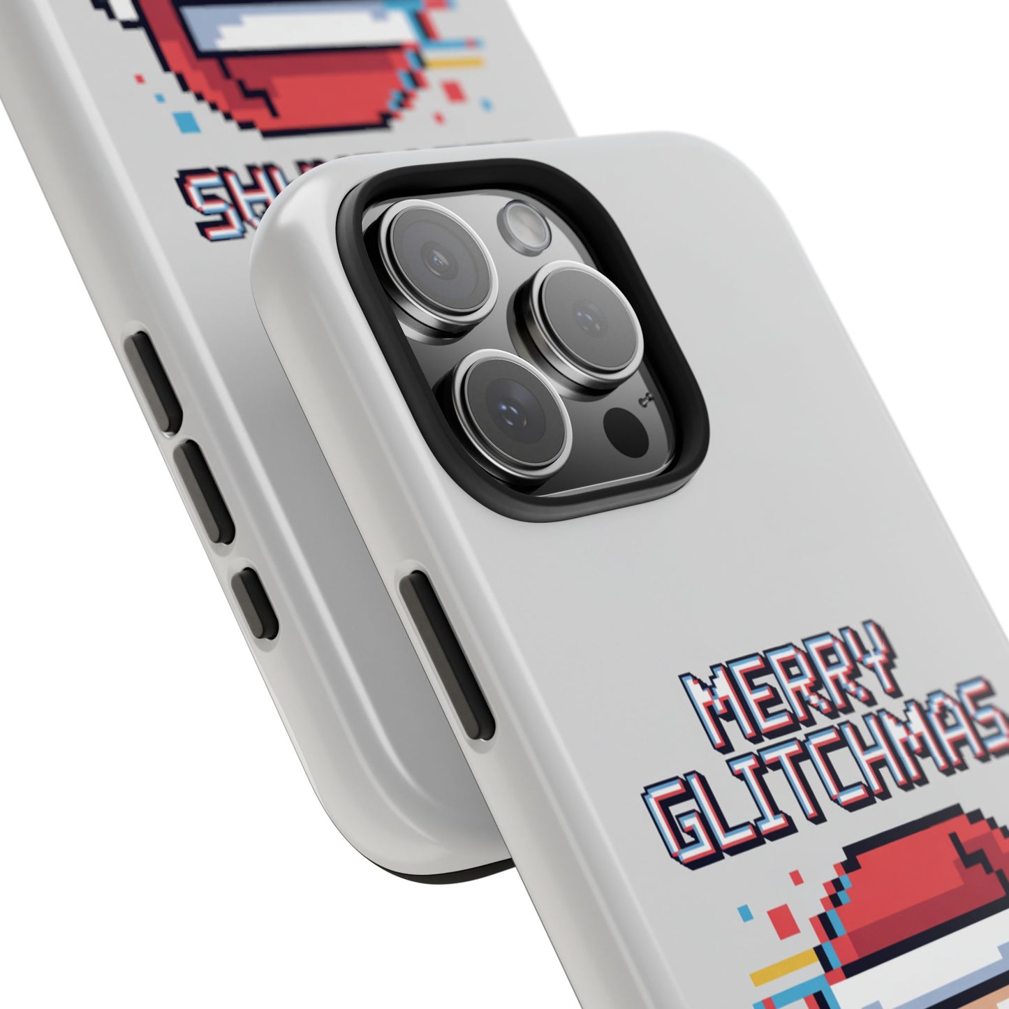 Merry Glitchmas Phone Case - Christmas Pixel Art Design for iPhone