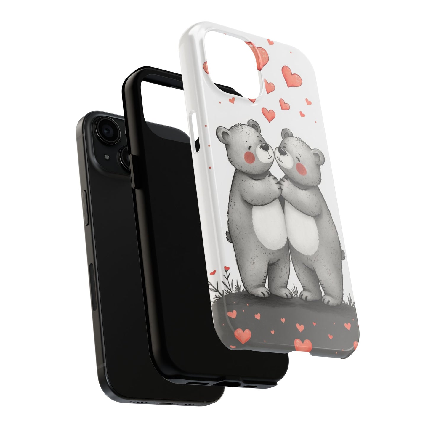 Cute Bear Love Tough Phone Case - Perfect for Valentine's Day & Couples