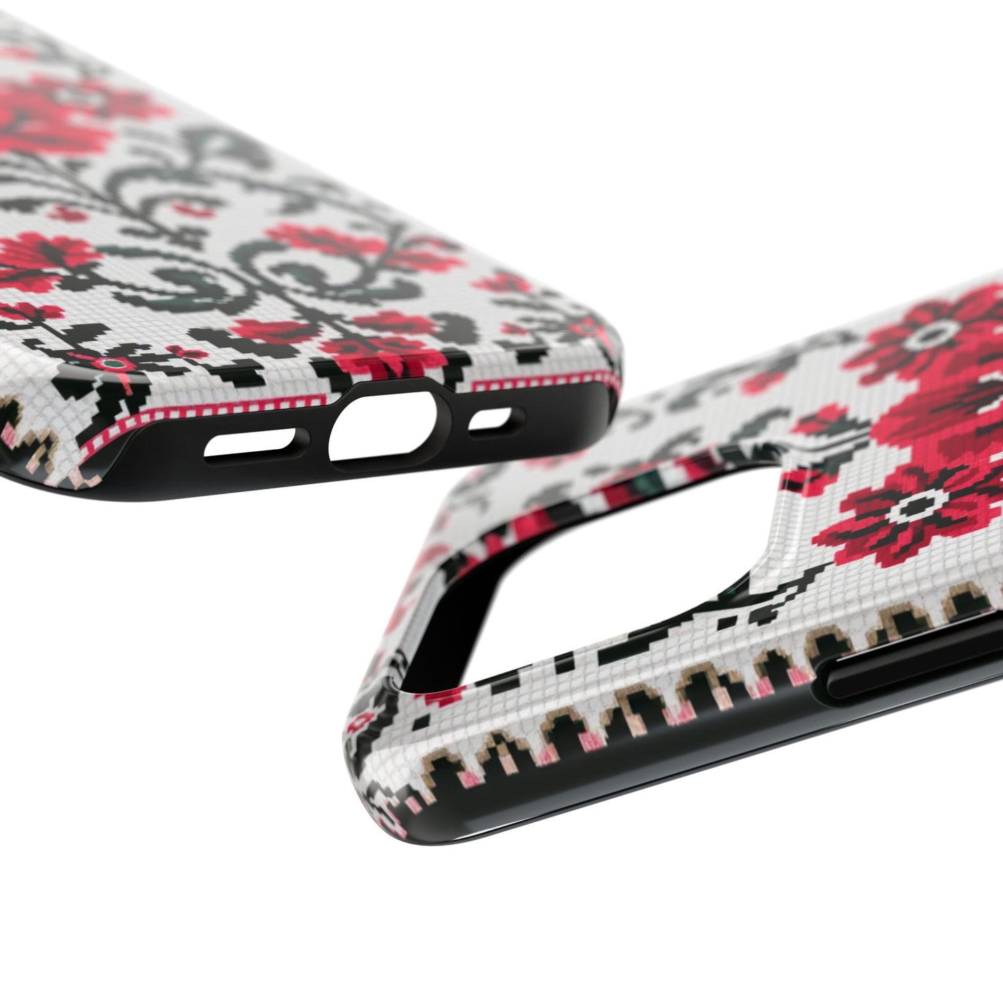 Traditional Floral Knit Tough Phone Cases - Durable Protection with Vintage Style - for iPhone