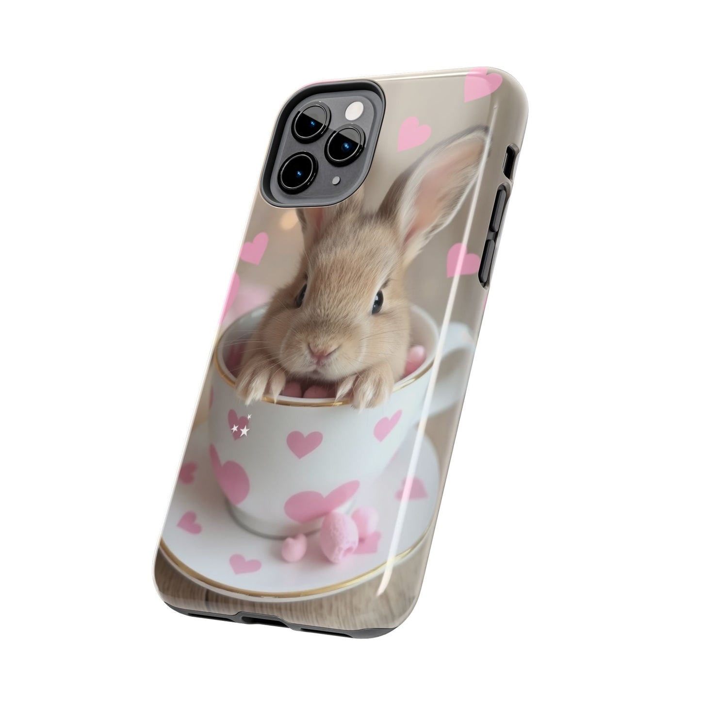 Adorable Bunny Phone Case with Heart Design - Cute Gift for Animal Lovers