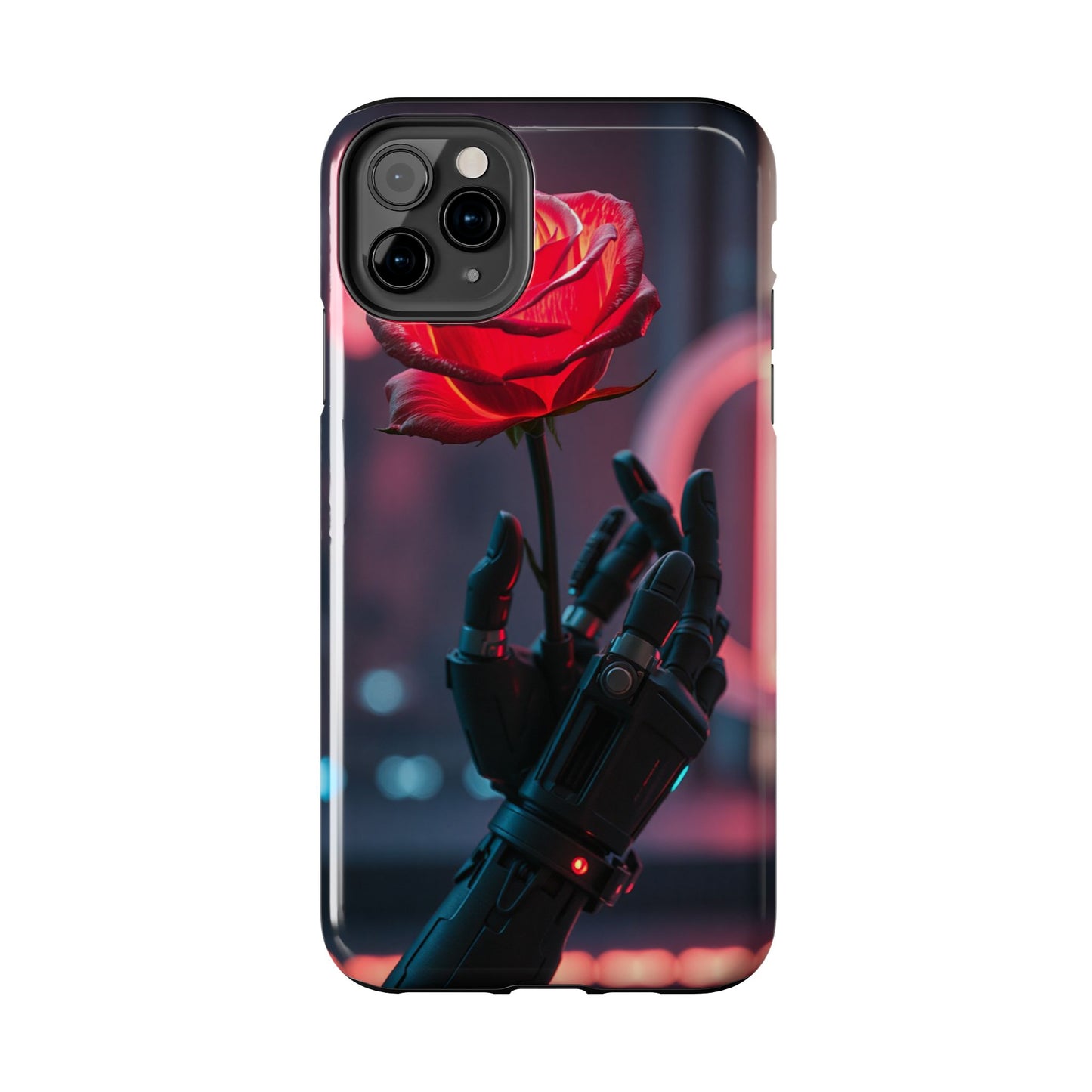 Futuristic Tough Phone Case with Robotic Rose Design | Durable Protection