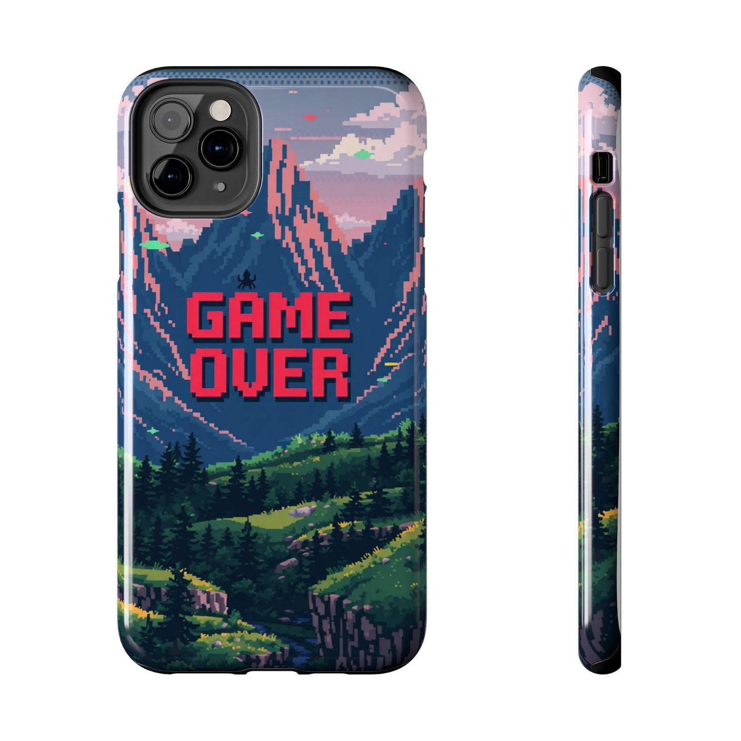 Pixel Art Tough Phone Case - 'Game Over' Design for Gamers
