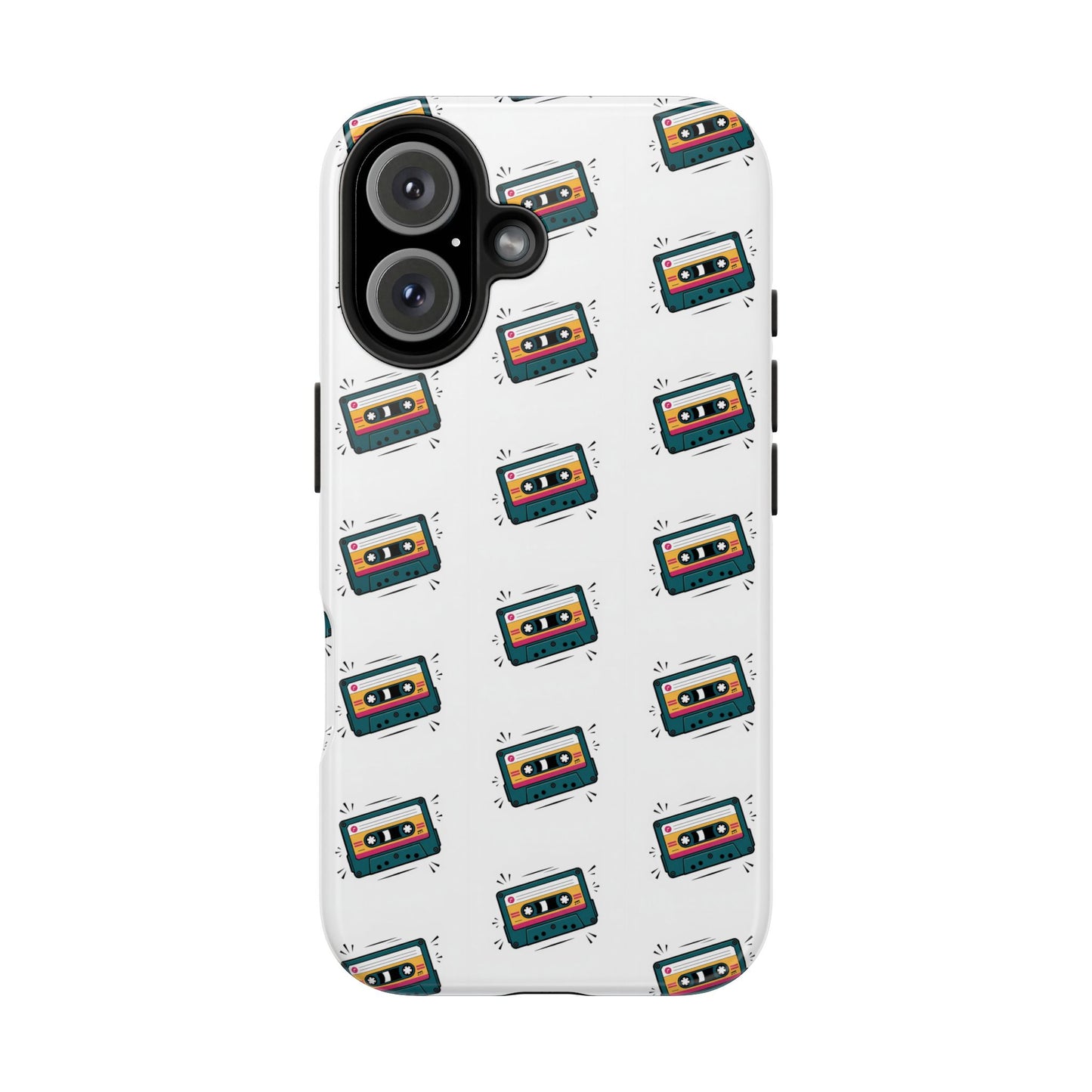 Retro Cassette Tape Phone Case Pattern - White