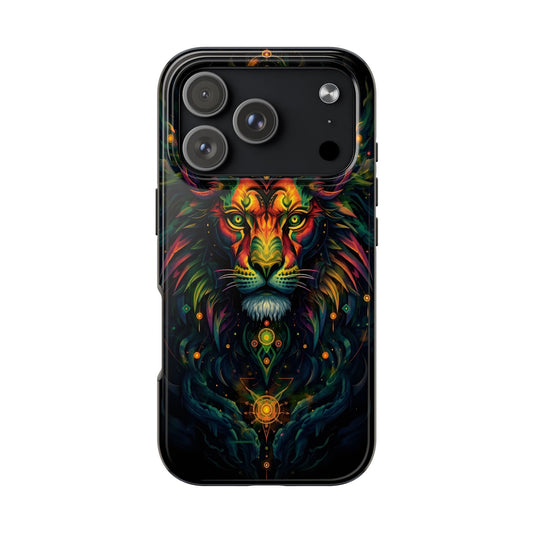 Vibrant Mystical Lion Art Tough Phone Case - Bold Protector for Animal Lovers - for iPhone