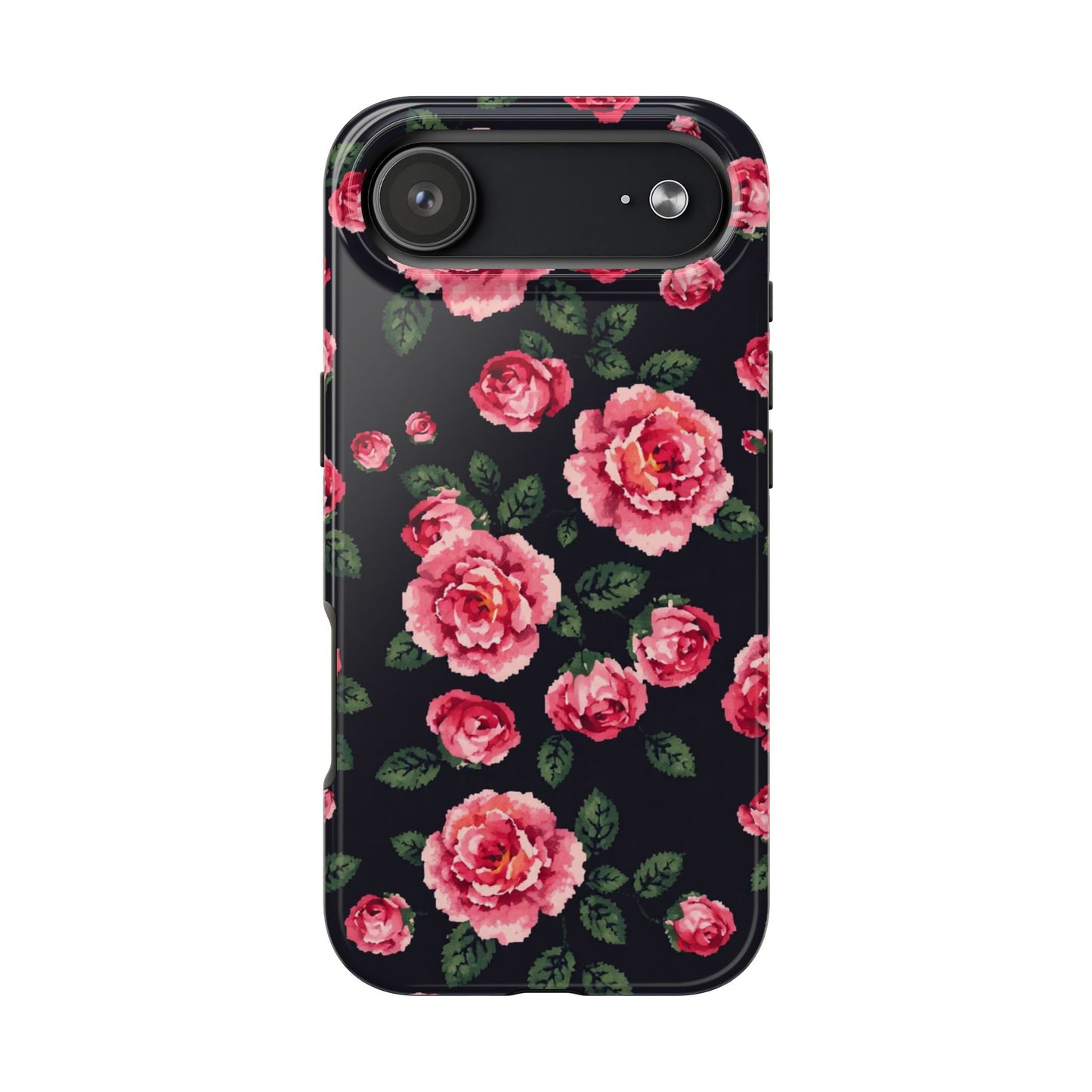 Pixelated Floral Tough Phone Case - Elegant Rose Design for Protection & Style - for iPhone