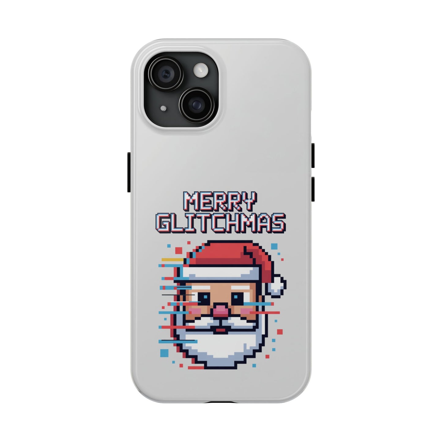Merry Glitchmas Phone Case - Christmas Pixel Art Design for iPhone