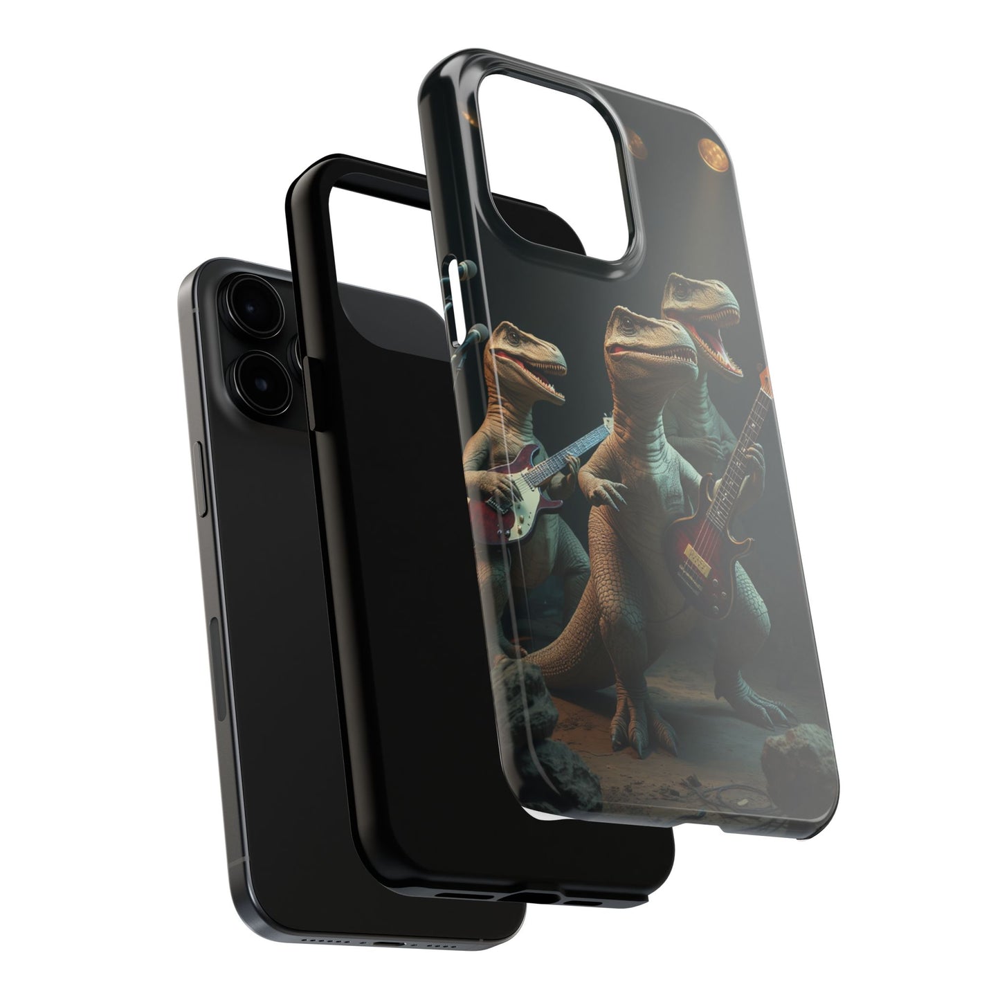 Rockin' Dinosaur Tough Phone Cases - Perfect for Music Lovers and Kids!