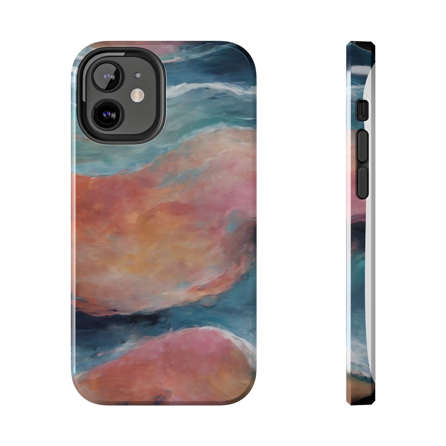 Artistic Painted Sea Tough Phone Case - Abstract Waves Design - for iPhone