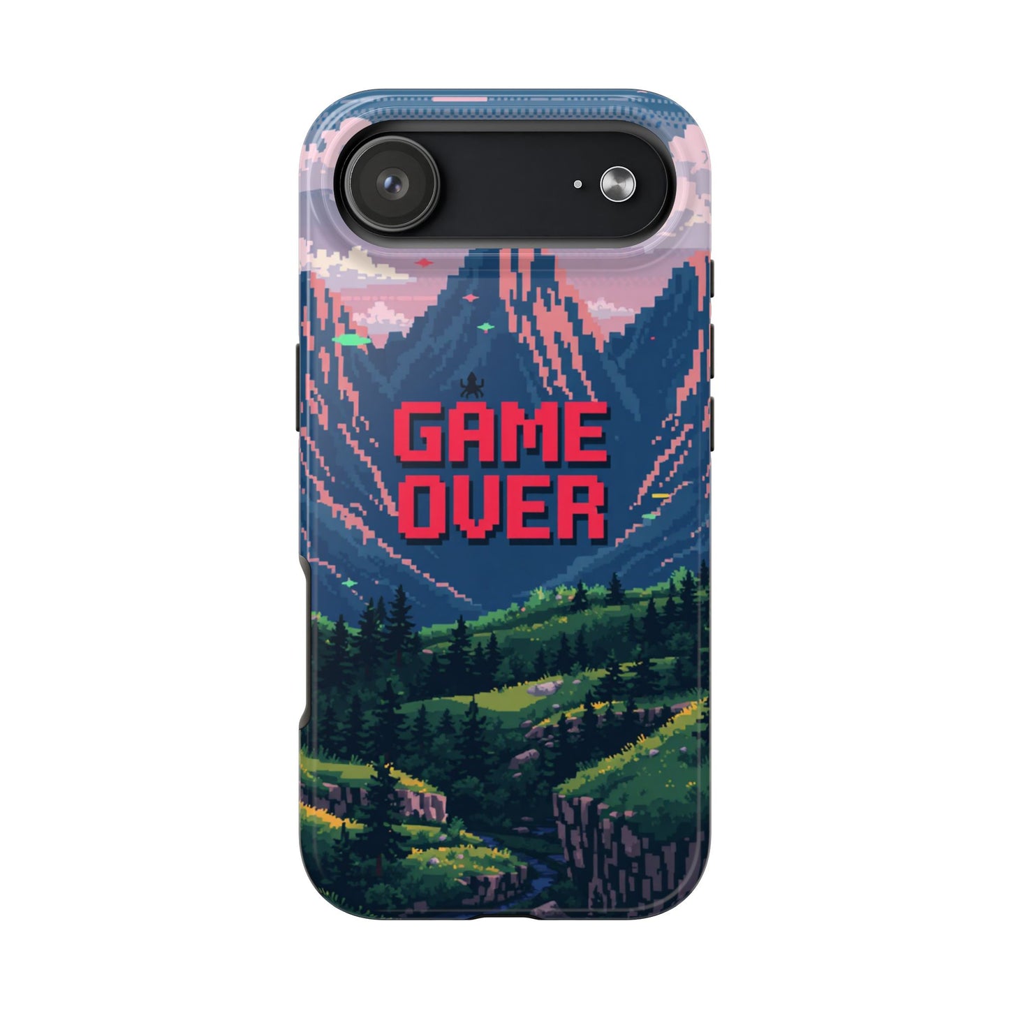 Pixel Art Tough Phone Case - 'Game Over' Design for Gamers
