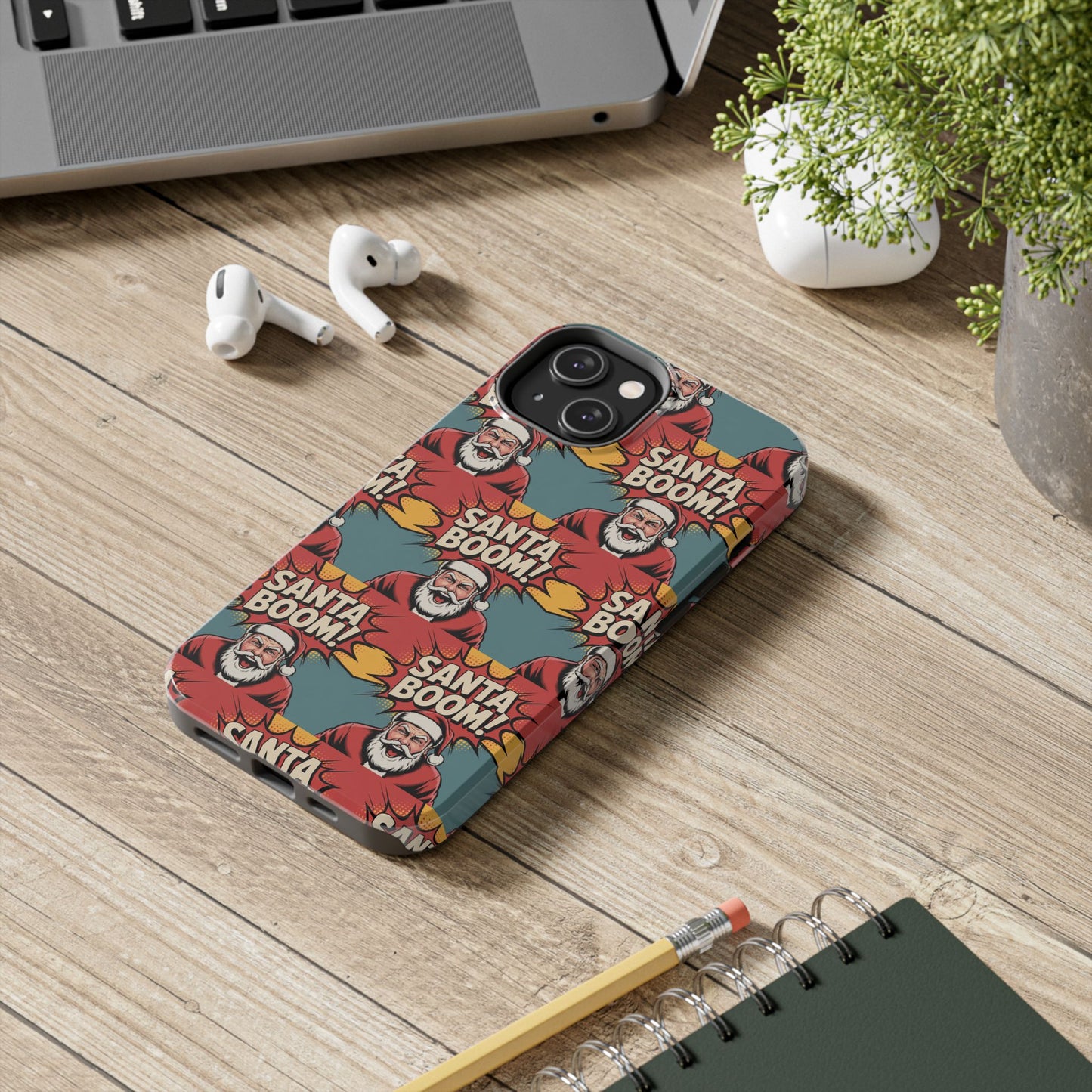 Festive Santa Boom Pattern Tough Phone Case
