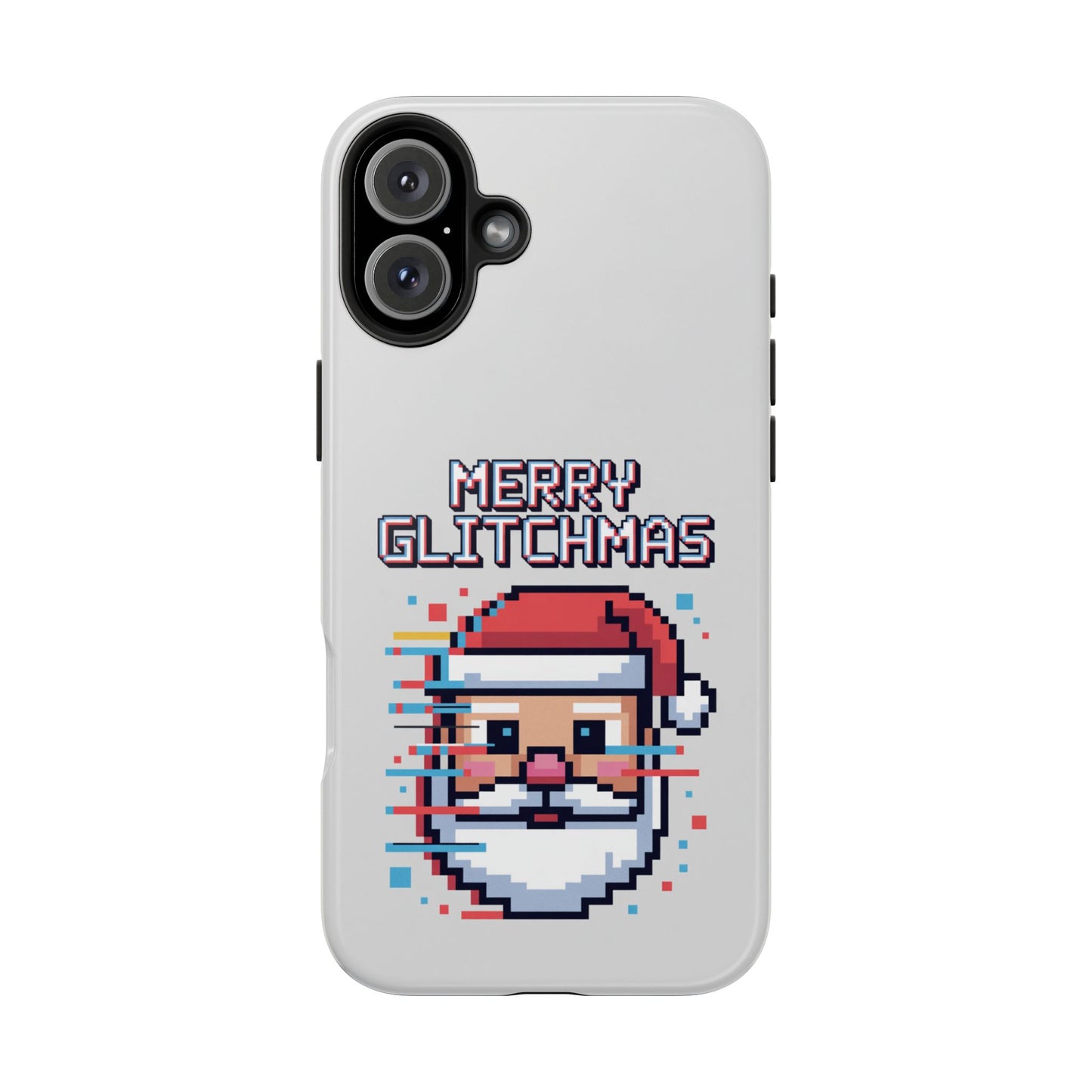 Merry Glitchmas Phone Case - Christmas Pixel Art Design for iPhone