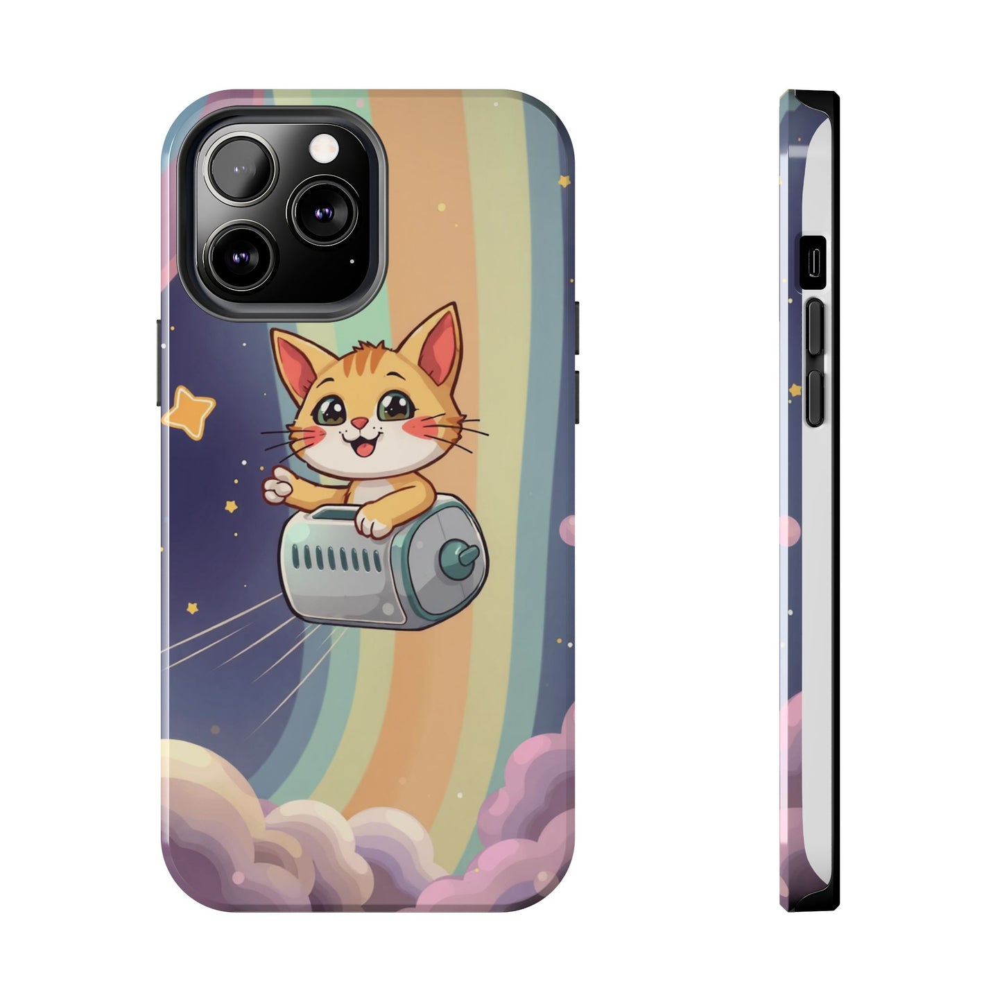 Cute Cat Rocket Phone Case - Vibrant and Playful Tough Case