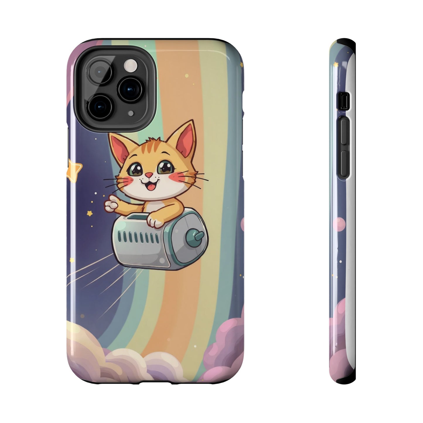 Cute Cat Rocket Phone Case - Vibrant and Playful Tough Case