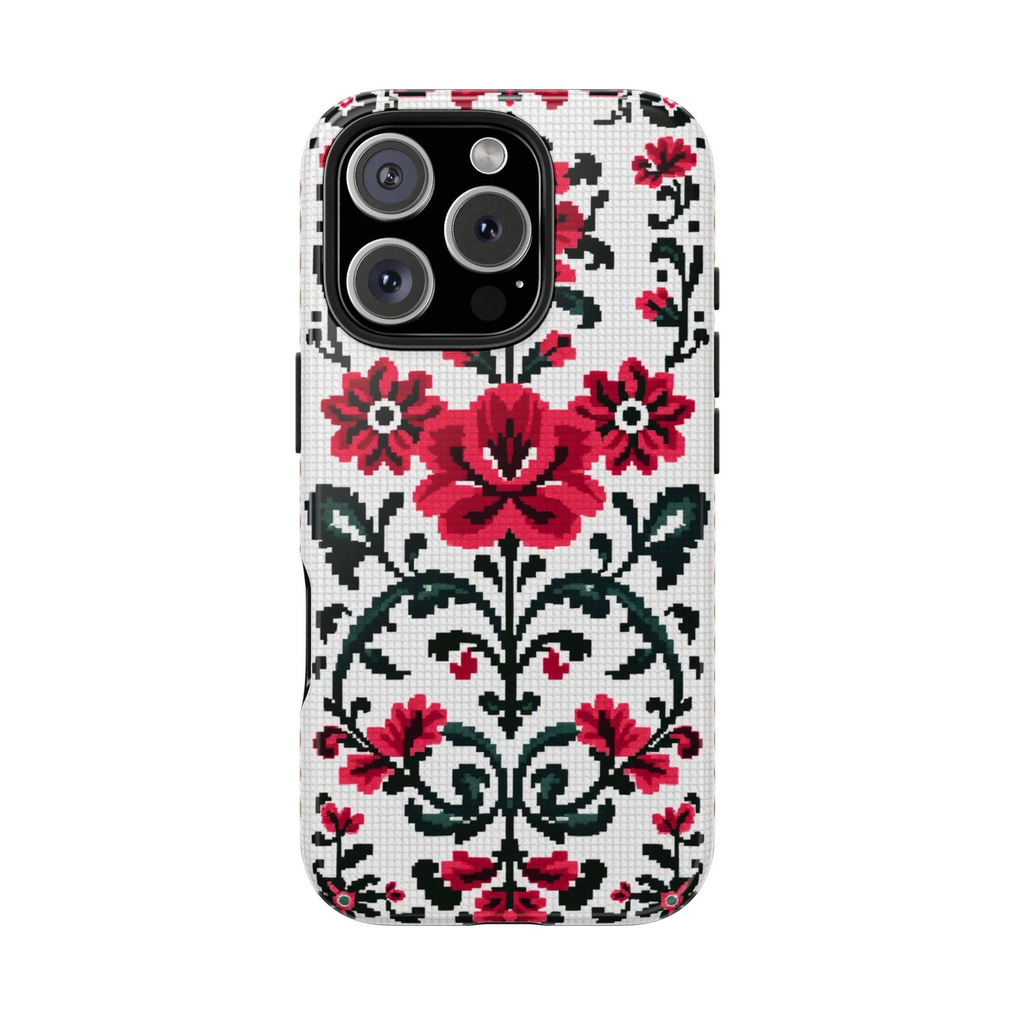 Traditional Floral Knit Tough Phone Cases - Durable Protection with Vintage Style - for iPhone