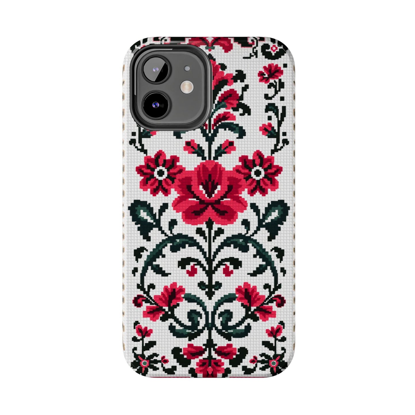 Traditional Floral Knit Tough Phone Cases - Durable Protection with Vintage Style - for iPhone