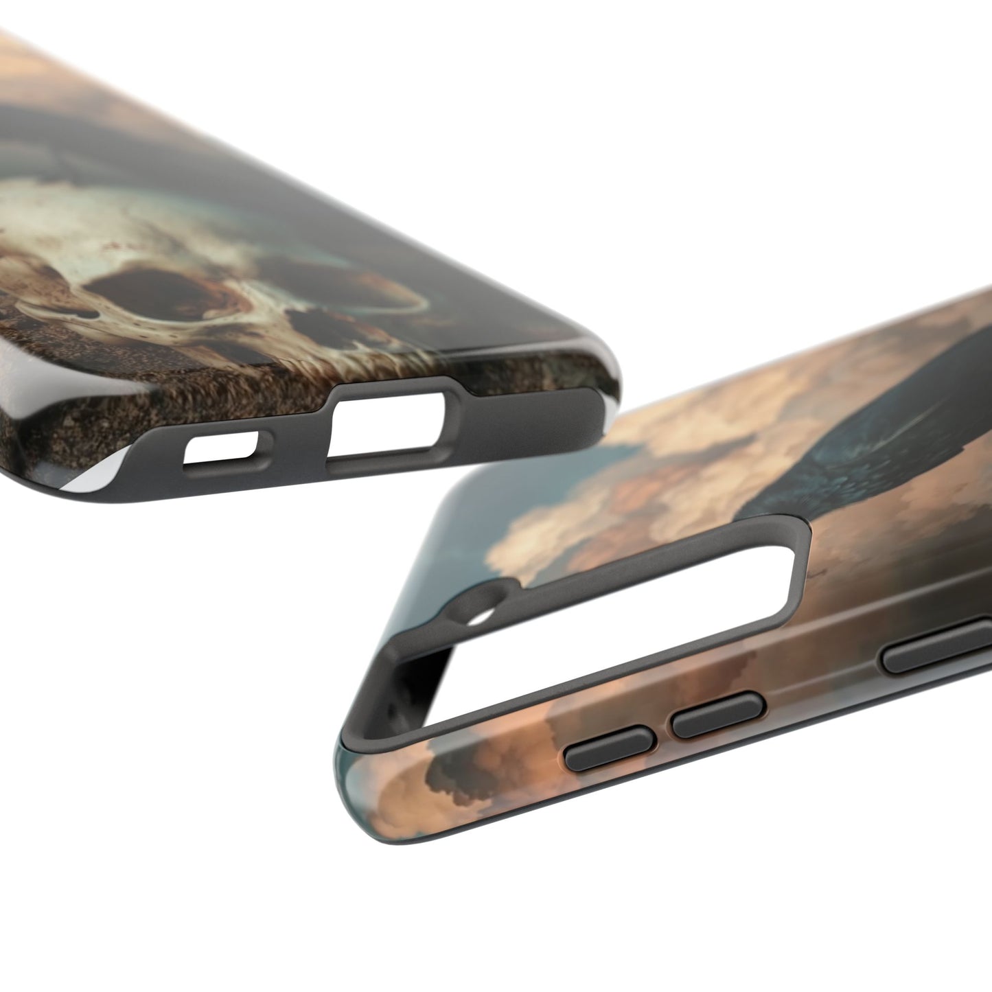 Gothic Raven Skull Tough Phone Case - Unique Protective Cover for Halloween Lovers