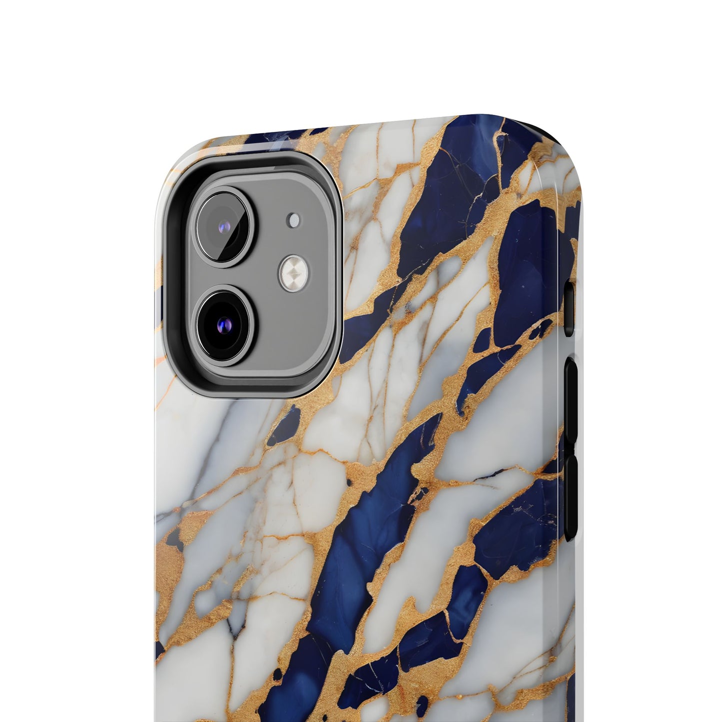 Stunning Marble Tough Phone Case - Elegant Blue & Gold Design Stylish Protection - for iPhone