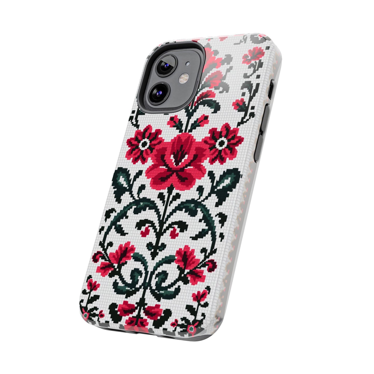Traditional Floral Knit Tough Phone Cases - Durable Protection with Vintage Style - for iPhone