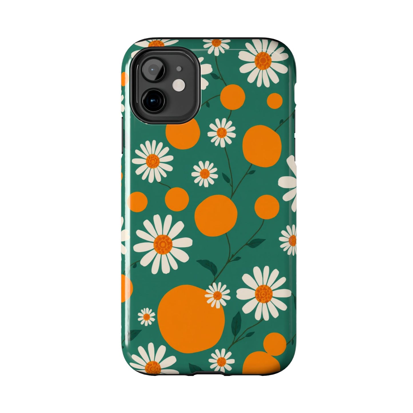 Floral Tough Phone Case - Daisy & Orange Design