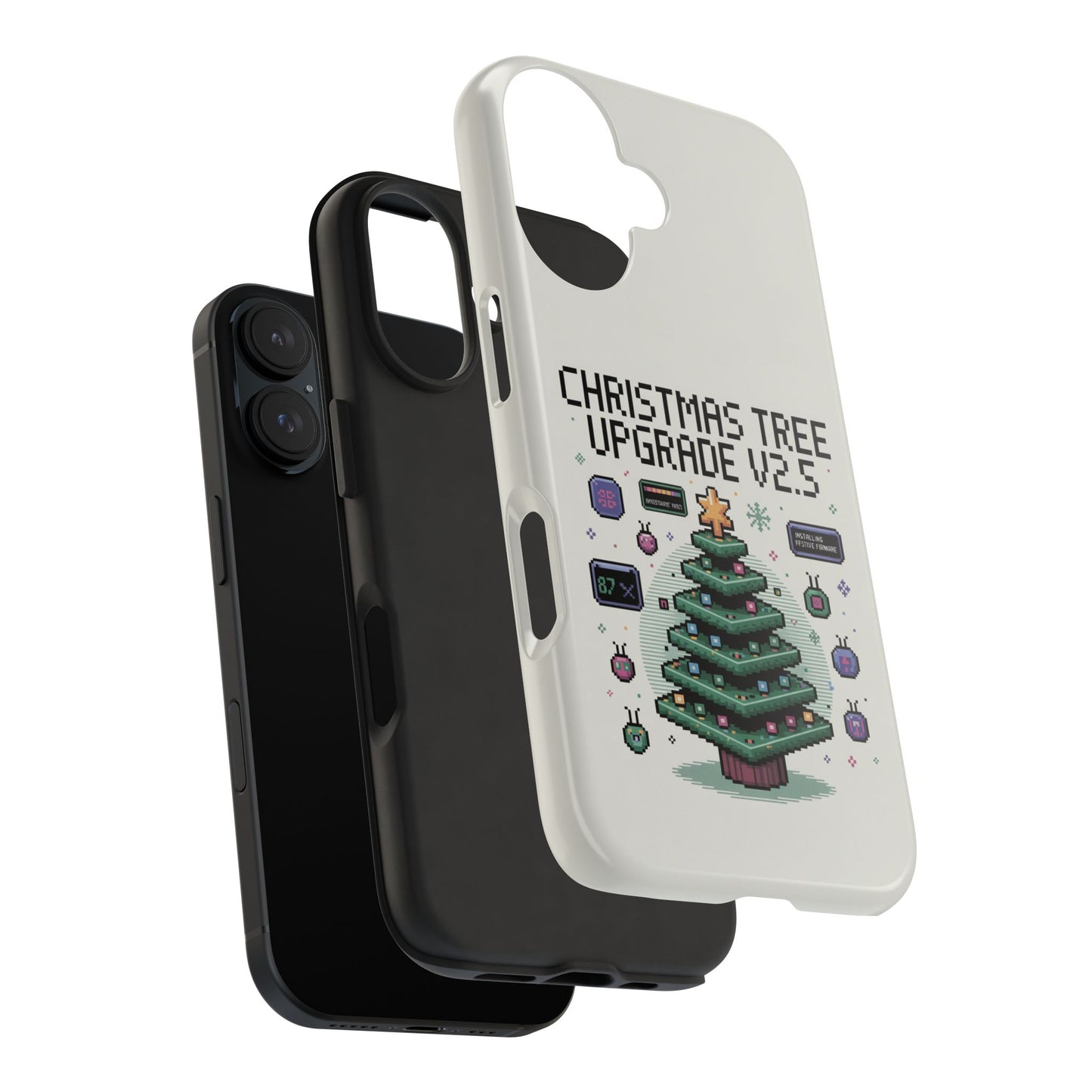 Christmas Tree Upgrade Tough iPhone Case - Pixel Art Design