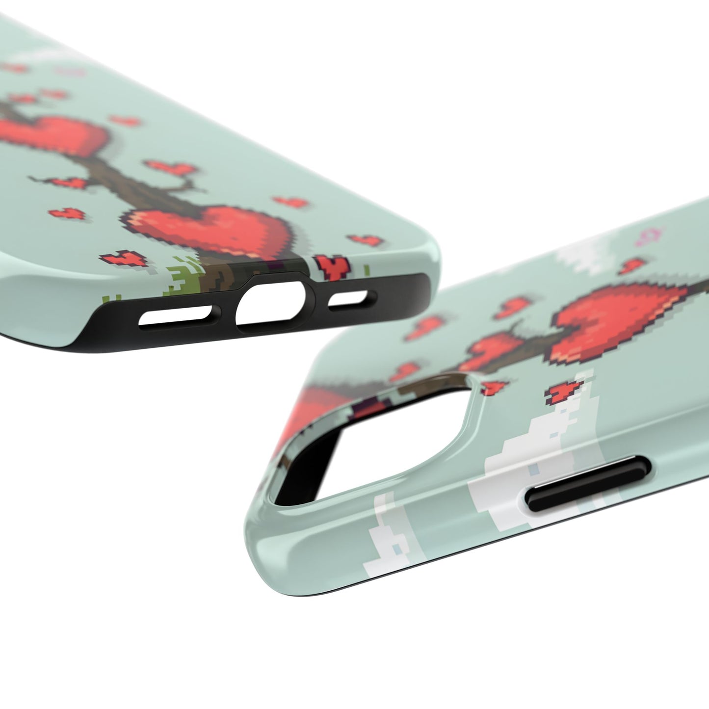 Pixelated Love Hearts Tree | Tough Phone Case - Cute Design - for iPhone
