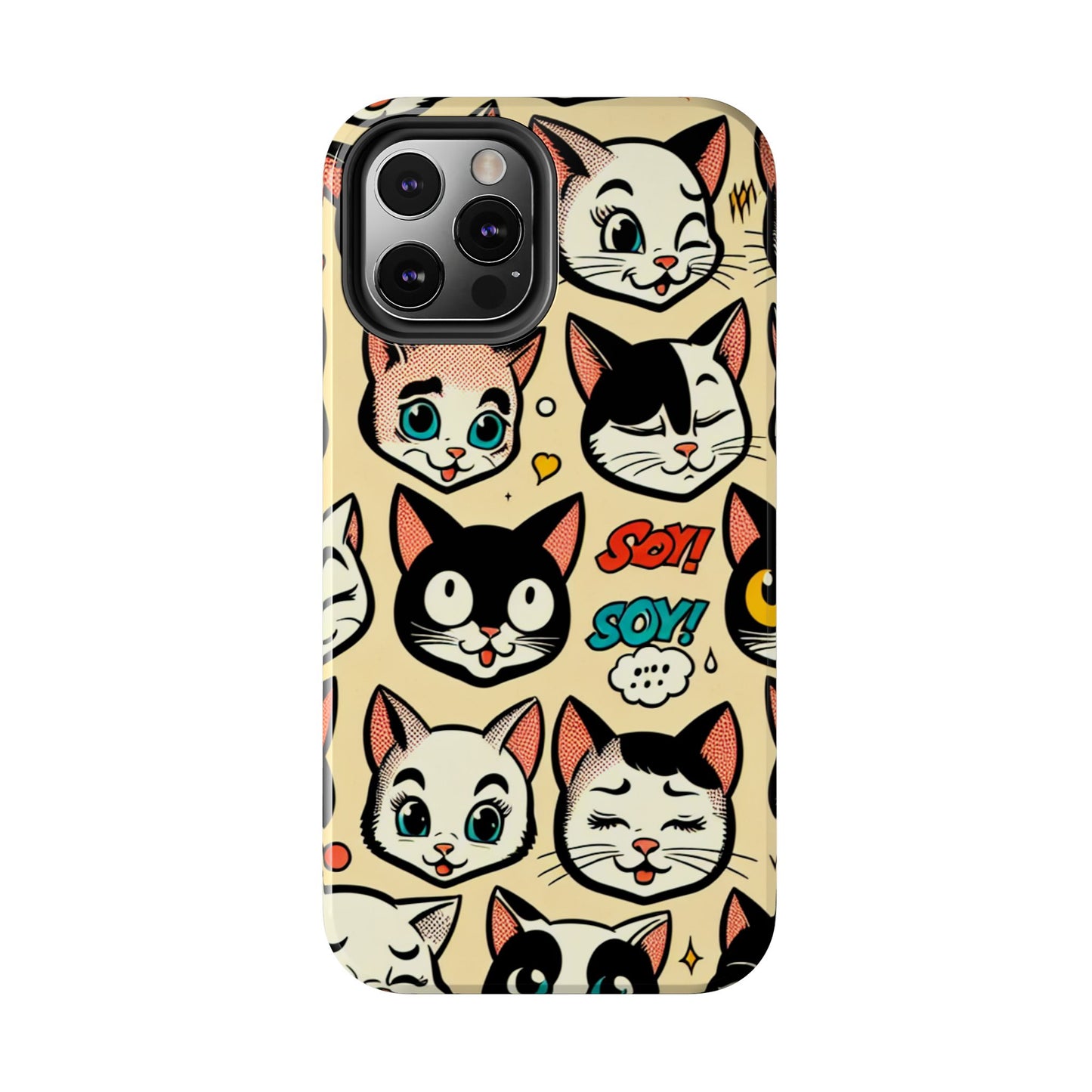 Playful Cat-Themed Tough Phone Case - Pet Pattern - for iPhone