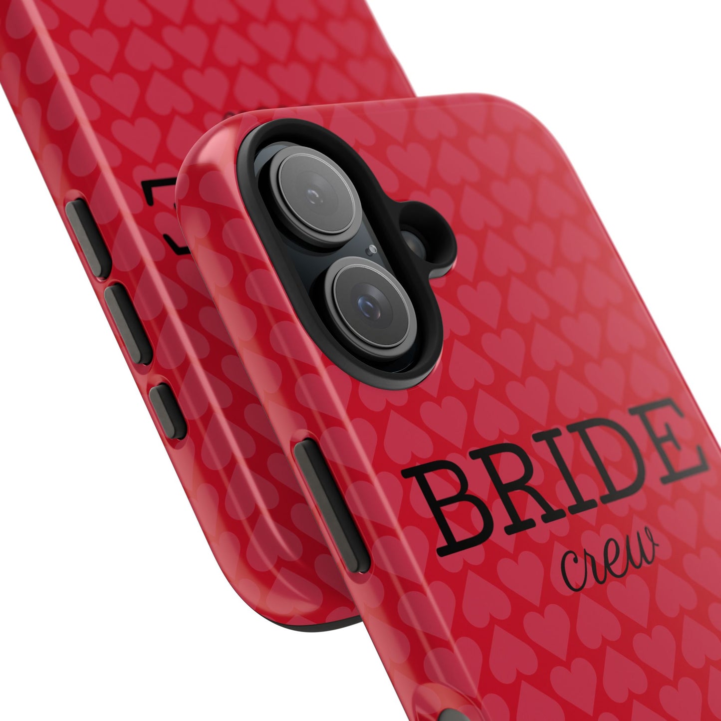 Bride Crew Tough Phone Case – Stylish Red Heart Design for Wedding Parties - for iPhone